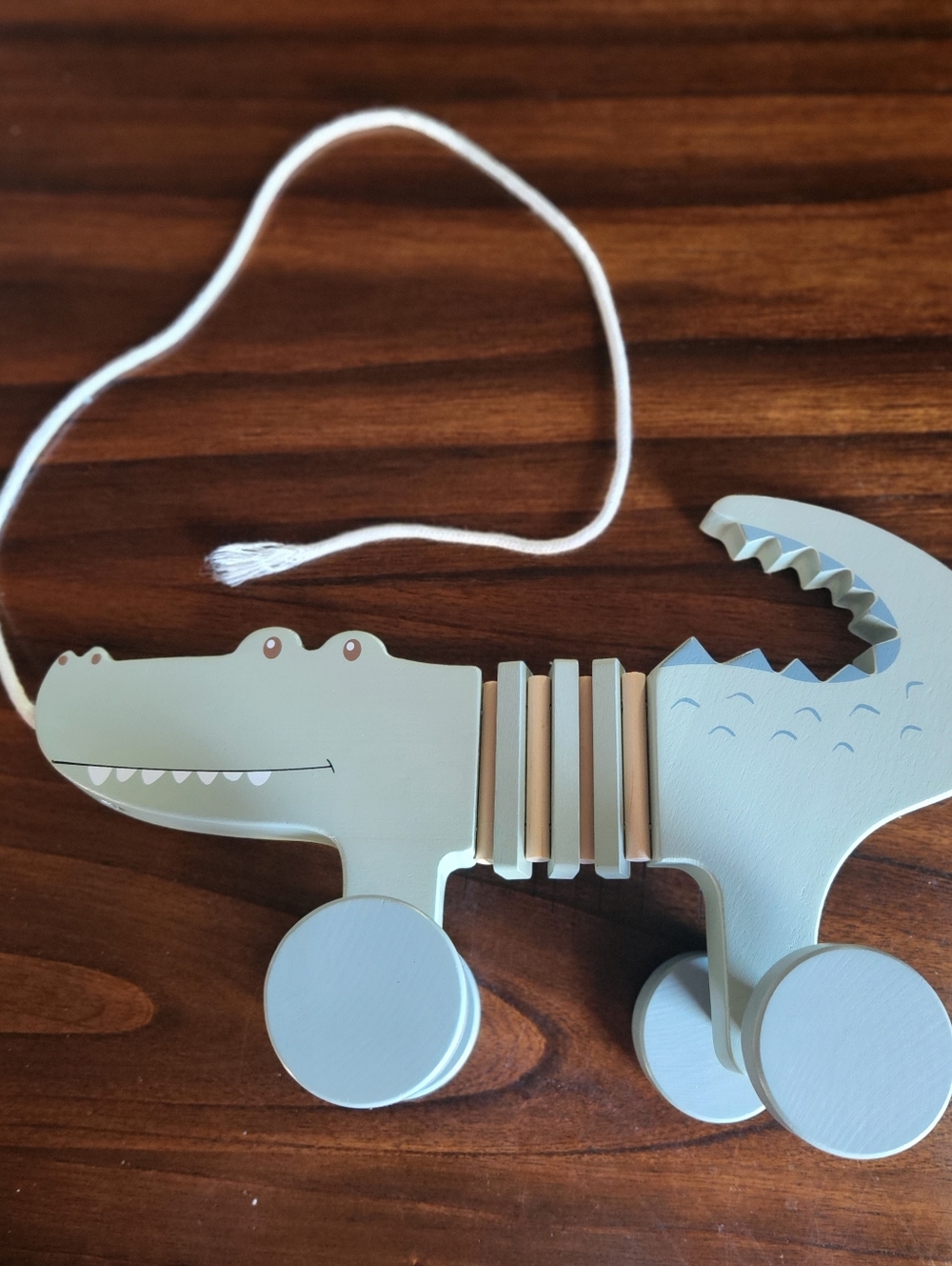 Toddler Crocodile Wooden Pull Along Toy Alligator Little Town Articulated